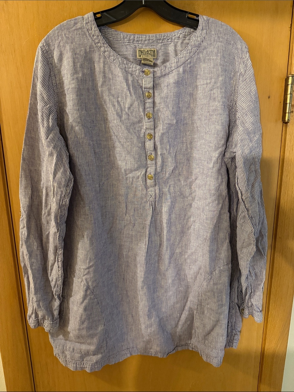 Duluth Company Women’s Hemp Cotton Striped Henley Tunic Size XL